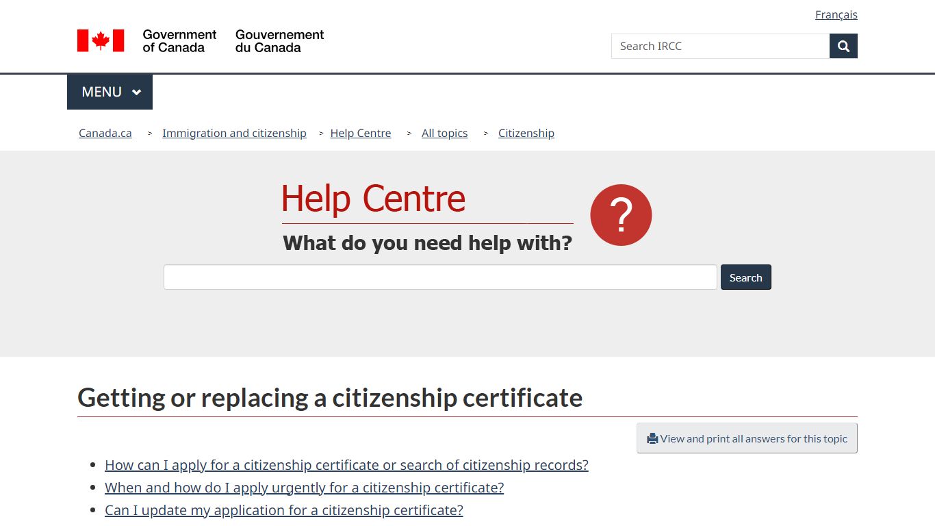 Getting or replacing a citizenship certificate